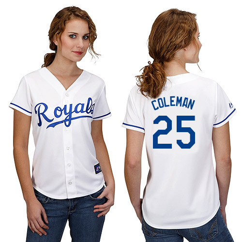 Casey Coleman #25 mlb Jersey-Kansas City Royals Women's Authentic Home White Cool Base Baseball Jersey